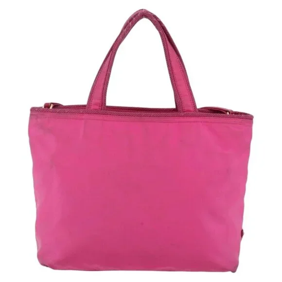 PRADA Hand Bag Nylon 2way Pink Gold Auth